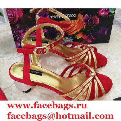 Dolce & Gabbana Spherical Acrylic Heel 6.5cm Suede Sandals Red 2021 - Click Image to Close